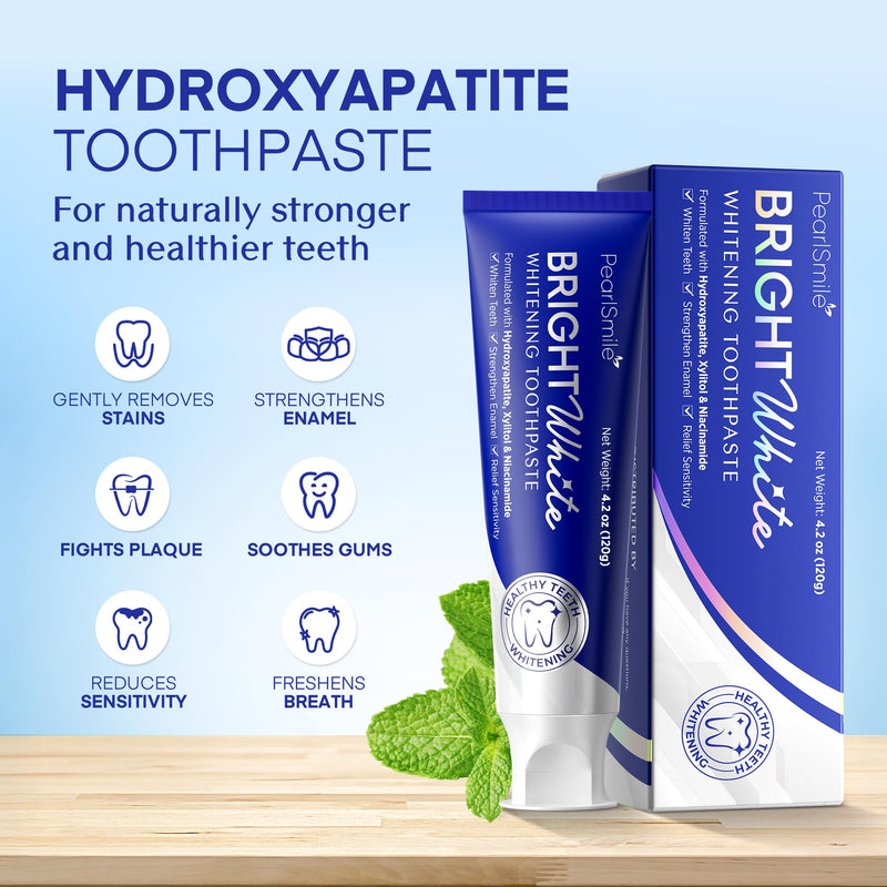 PearlSmile Nano-Hydroxyapatite Niacinamide Whitening Toothpaste – Fluoride-Free, 4.2oz Pack of 3