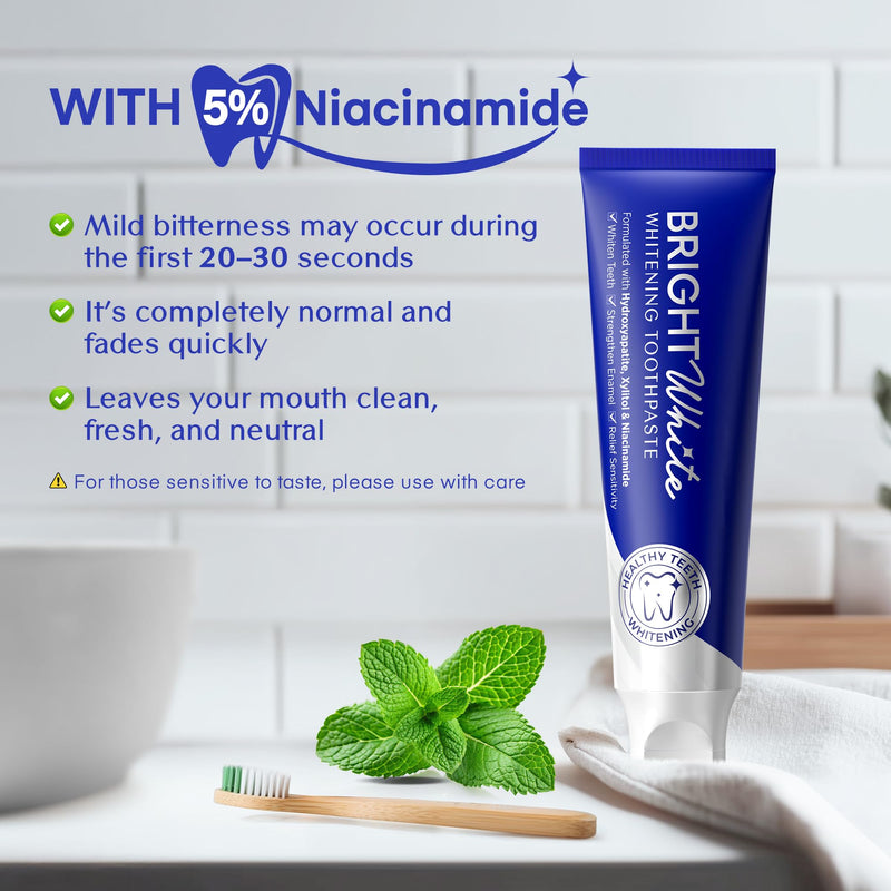 PearlSmile Hydroxyapatite Niacinamide Whitening Toothpaste – 10% Nano-Hydroxyapatite, 5% Niacinamide, Fluoride-Free – 4.2 oz Pack of 2