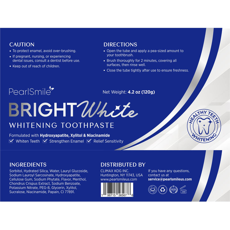 PearlSmile Hydroxyapatite Niacinamide Whitening Toothpaste – 10% Nano-Hydroxyapatite, 5% Niacinamide, Fluoride-Free – 4.2 oz Pack of 2