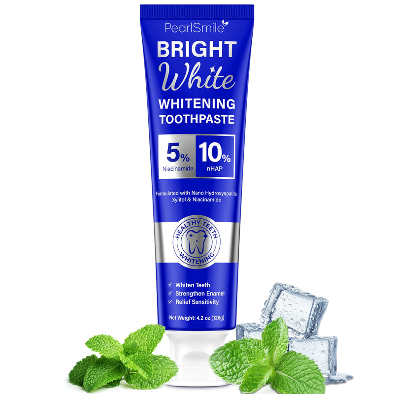 PearlSmile Whitening Toothpaste – 10% nHAp + 5% Niacinamide, Fluoride-Free, 4.2oz