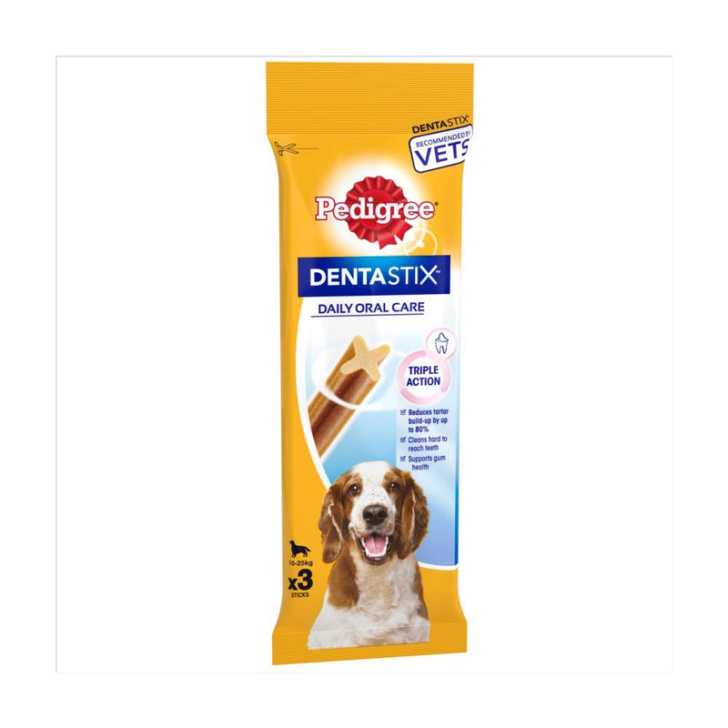 Pedigree Dentastix Daily Adult Medium Dog Treats 3 x Dental Sticks 77g (Box of 18)