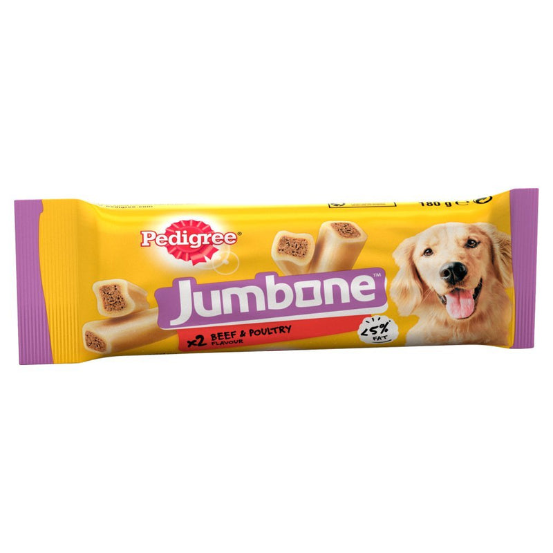 Pedigree Jumbone Medium Dog Treat with Beef & Poultry 2 Chews, 180g (Box of 12)