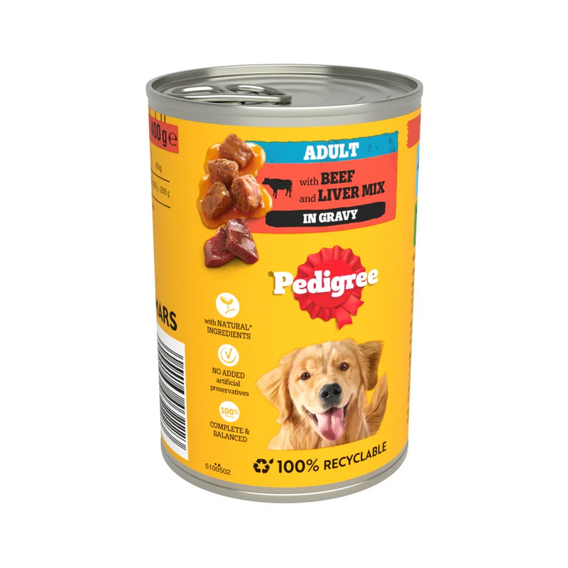 Pedigree Tins Beef Chunks in Gravy 12 x 400g