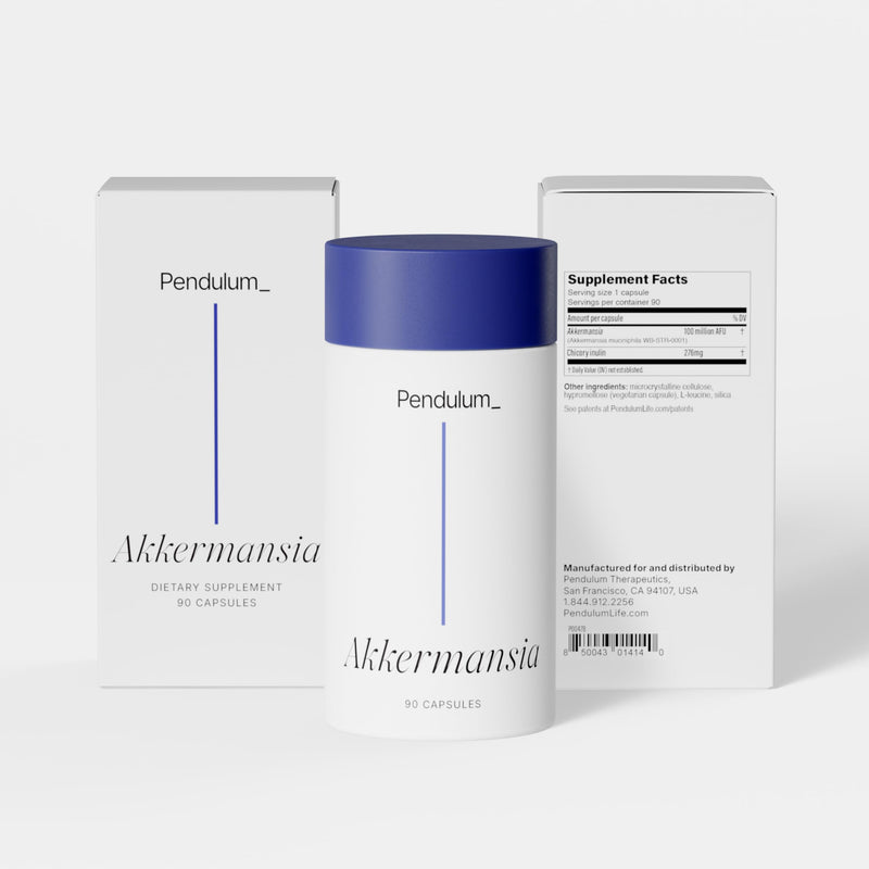Pendulum Akkermansia Probiotic with Prebiotic Fiber – Delayed-Release Capsules | 100M AFU Live Strain for Gut Health & GLP-1 Support (90 Capsules)