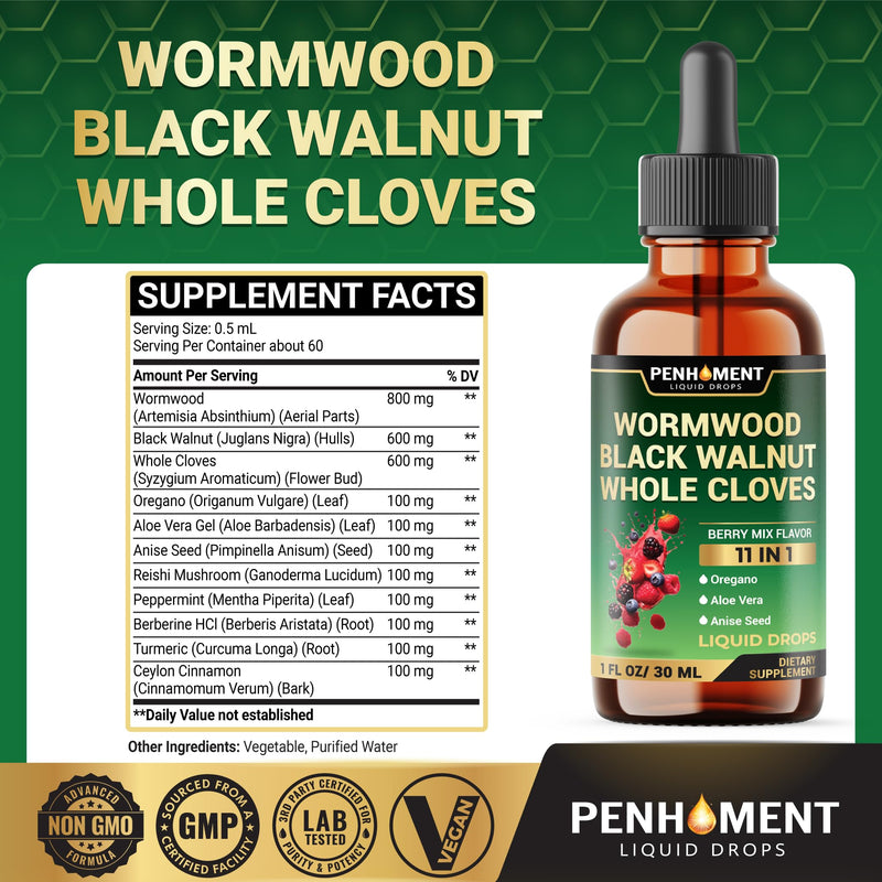 Penhoment 10in1 Wormwood Tincture, Berry Mix – 1 FL OZ (2 Months)