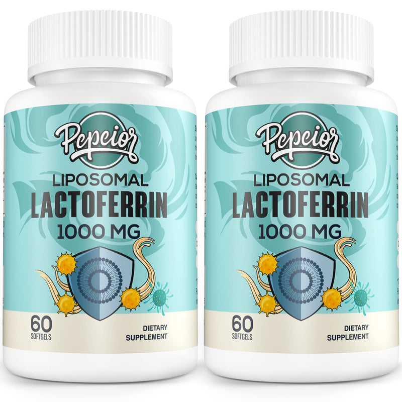 Pepeior Liposomal Bovine Lactoferrin 1000 mg – 60 Softgels (2 Bottles) | Iron Absorption & Immunity