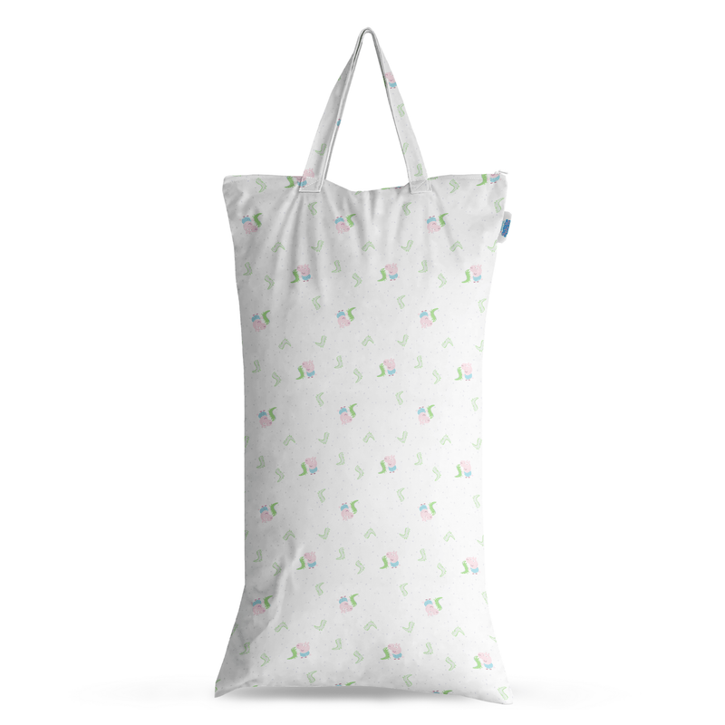 Peppa Pig XL Wet Bag Reusable Cloth Nappy Pail - George & Mr.Dinosaur | White