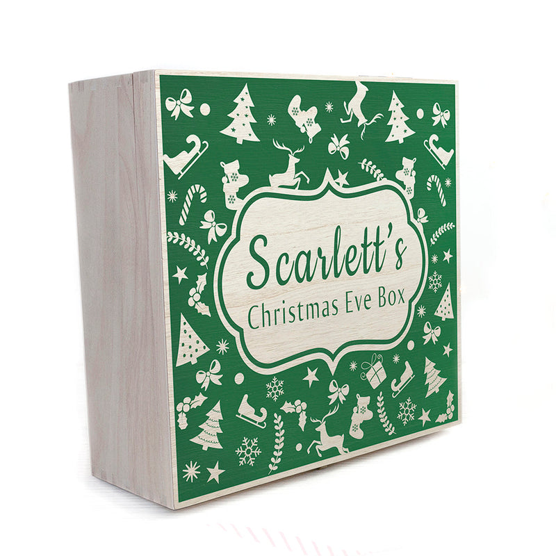 Personalised Festive Pattern Christmas Eve Box
