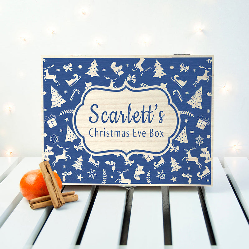 Personalised Festive Pattern Christmas Eve Box