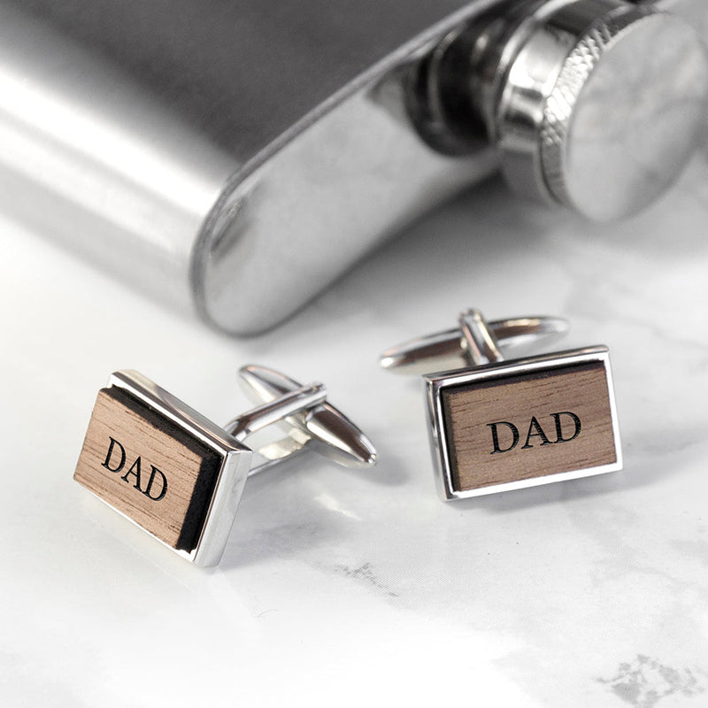 Monogrammed Rectangle Walnut Cufflinks