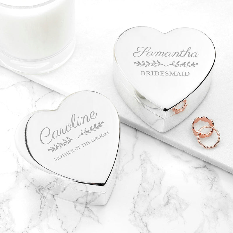 Personalised Bridal Party Heart Jewellery Box