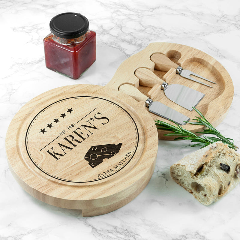 Personalised Extra Mature Wooden Cheese Board Set