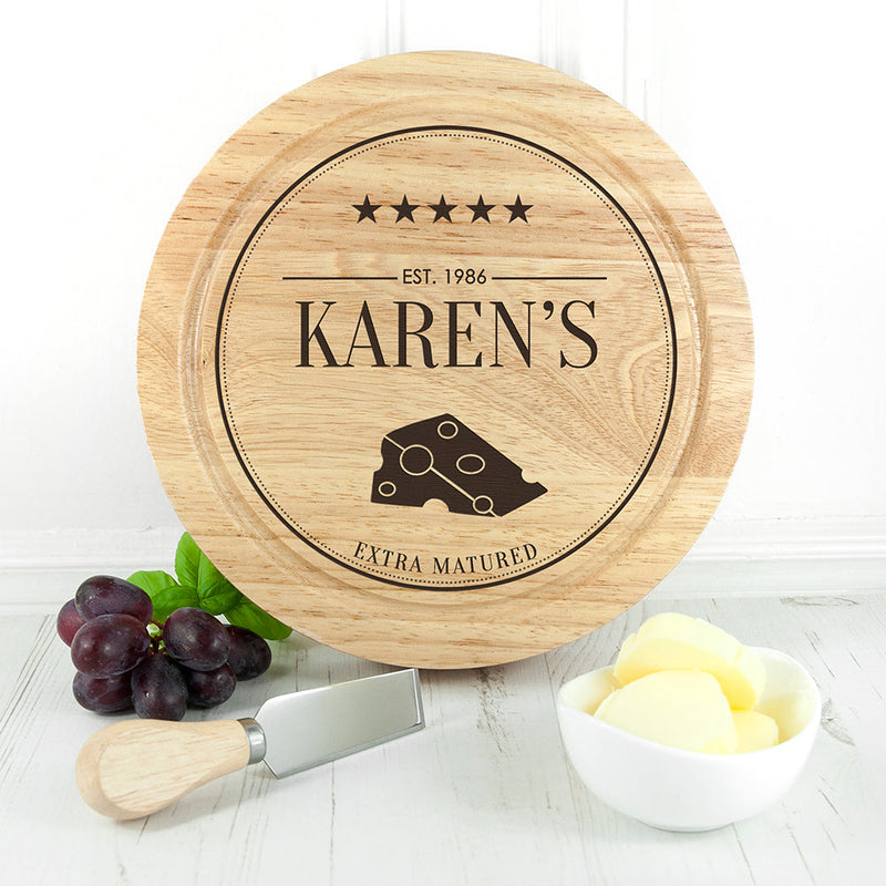 Personalised Extra Mature Wooden Cheese Board Set