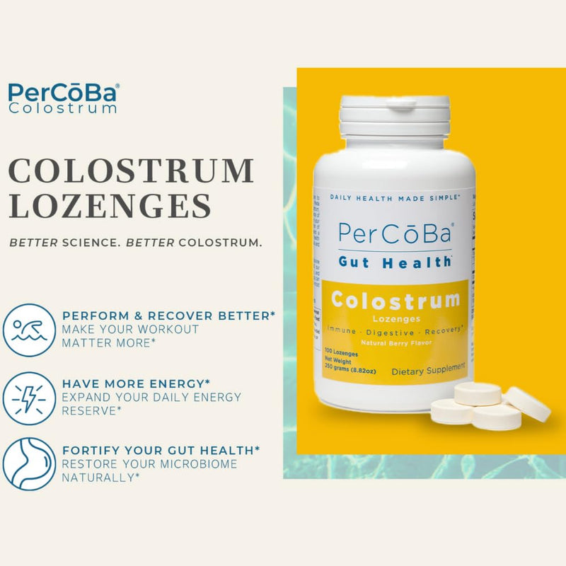 PERCOBA Bovine Colostrum Lozenges – Berry, 100 Count – Made in USA