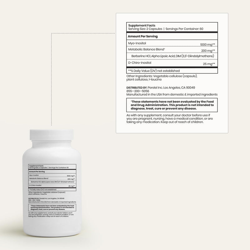 Perelel Hormone Balance Support – Myo/D-Chiro Inositol 40:1 with Berberine, DIM & ALA | 120 Capsules