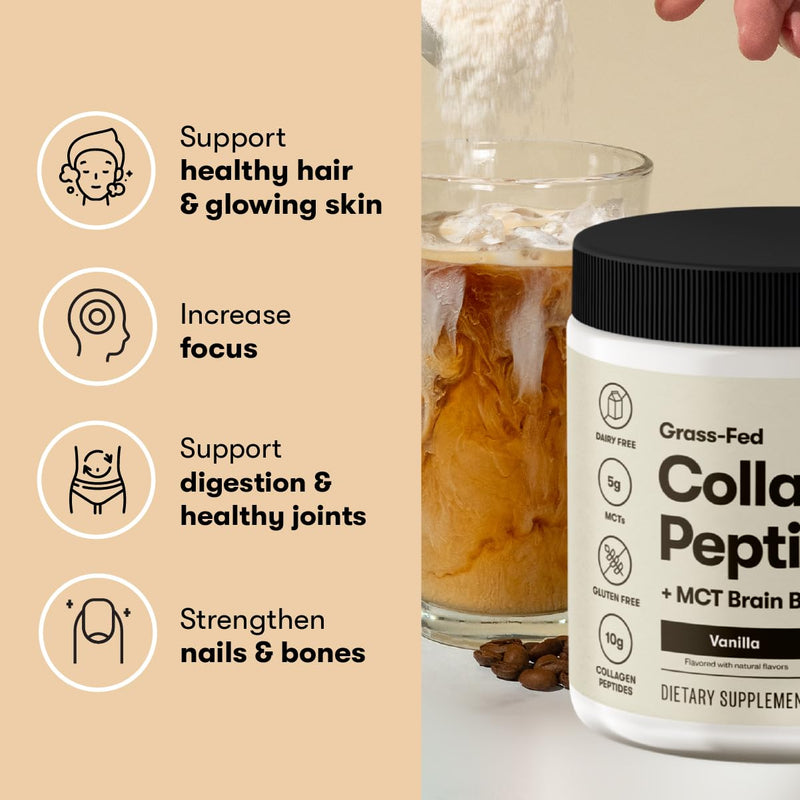 Perfect Keto Collagen Peptides Powder with MCT Oil – Grass-Fed Type I & III, Gluten Free, Low Carb, Keto Coffee Creamer