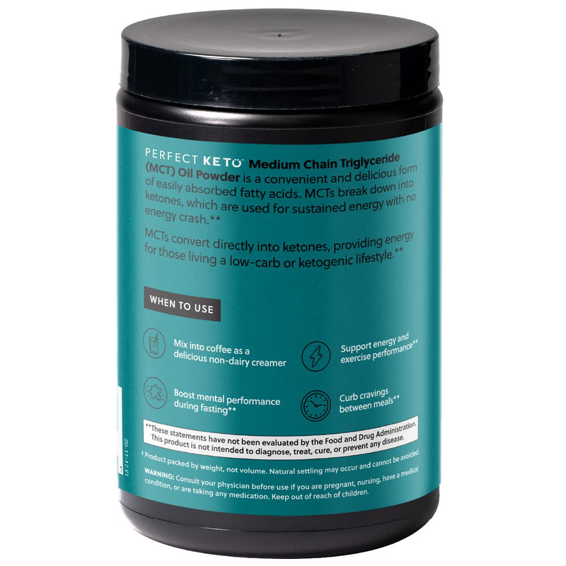 Perfect Keto 7g MCT Oil Powder Vanilla – Non-Dairy Keto Coffee Creamer, 30 Servings