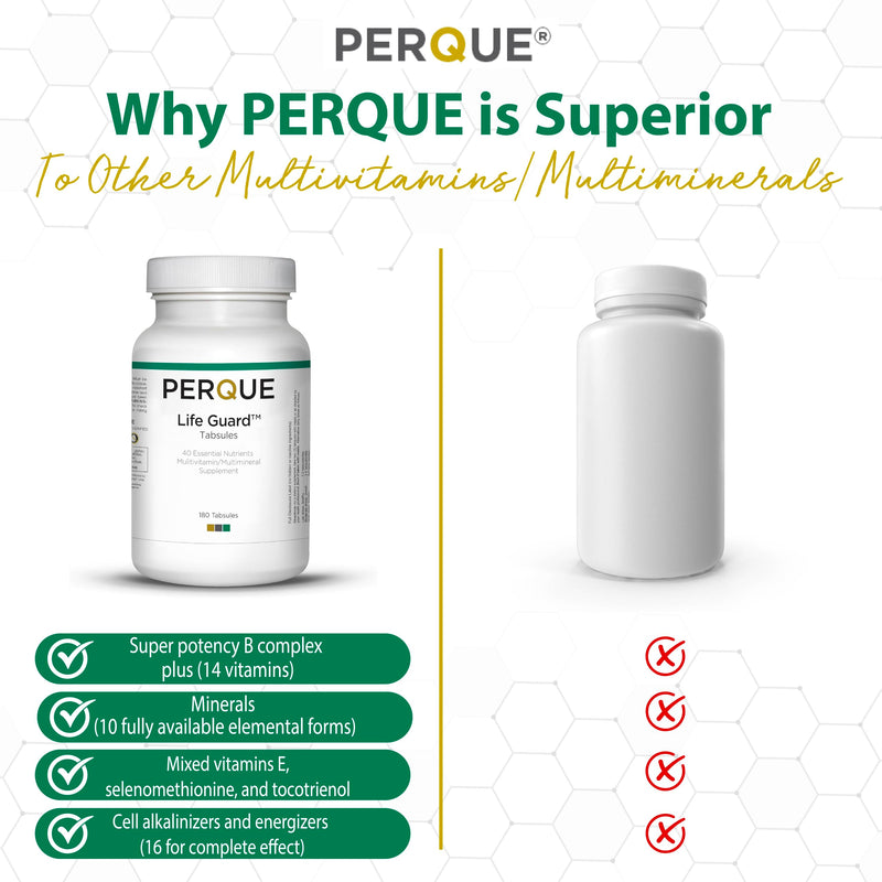 Perque Life Guard Mini Tabsules – 60 Count | 40 Essential Nutrients for Heart, Body & Brain