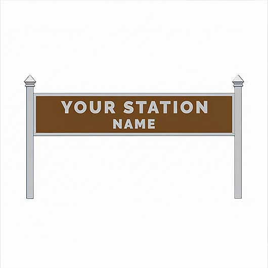 TT Scale Pre-Coloured Single-Sided Personalised Steam-Era Station Name Board - Style 1 - Two Lines of Text