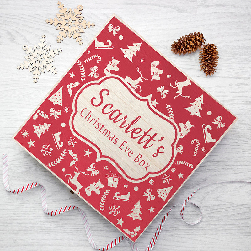 Personalised Festive Pattern Christmas Eve Box