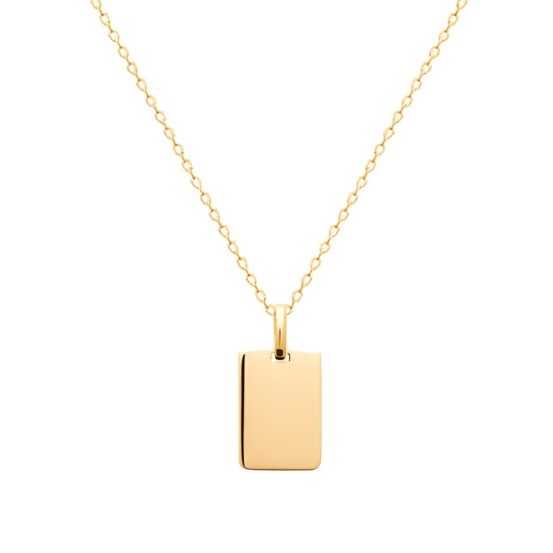 Personalised Mens' Tag Necklace – 18kt Plated Custom Photo & Text Engraved Dog Tag Pendant for Men