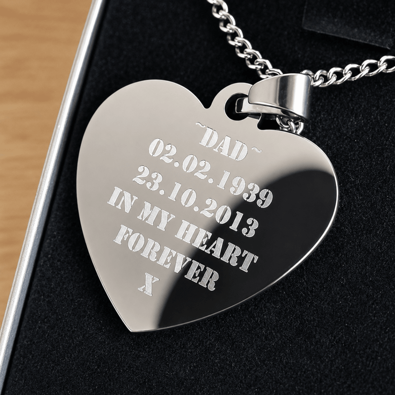 Personalised Heart Photo Necklace – Stainless Steel Photo & Text Pendant
