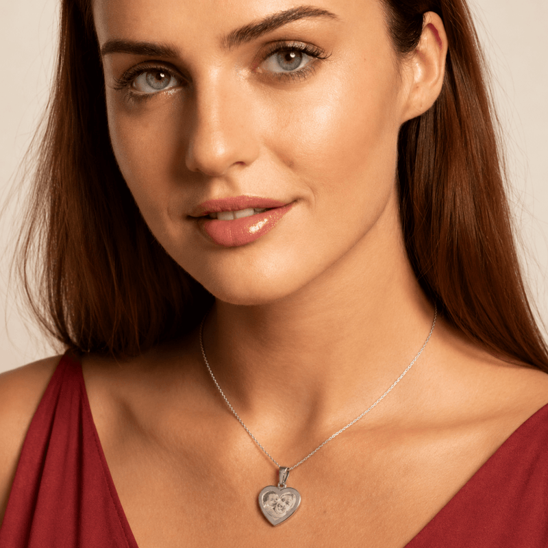 Personalised Heart Photo Necklace – Stainless Steel Photo & Text Pendant