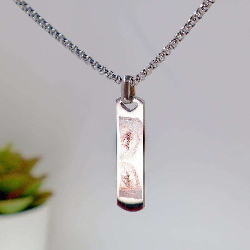 Photo Engraved Necklace - Custom Eye Pendant With Stainless Steel Chain For Men