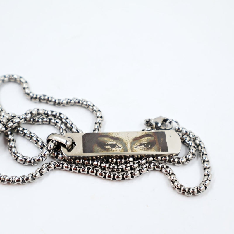 Photo Engraved Necklace - Custom Eye Pendant With Stainless Steel Chain For Men