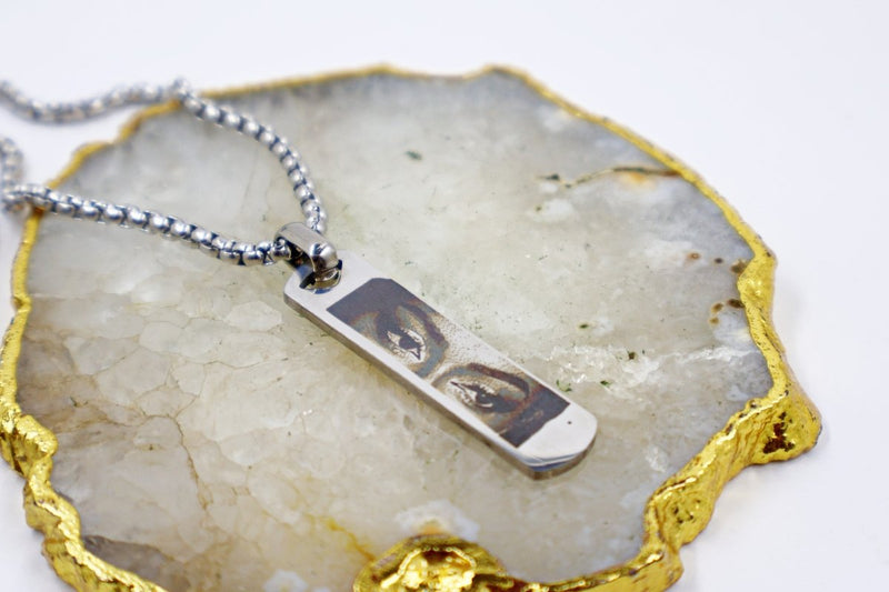 Photo Engraved Necklace - Custom Eye Pendant With Stainless Steel Chain For Men