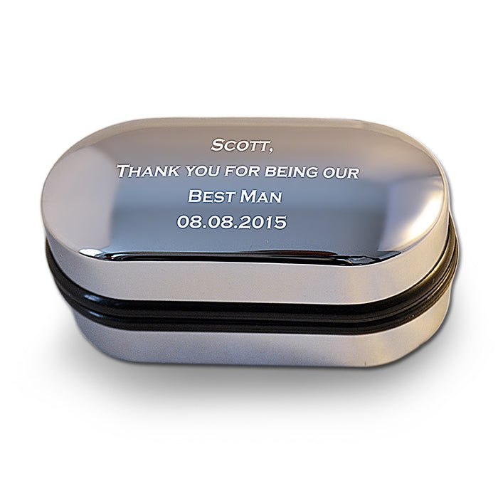 Engraved Cufflinks – Custom Photo Wedding Gift with Chrome Case for Men