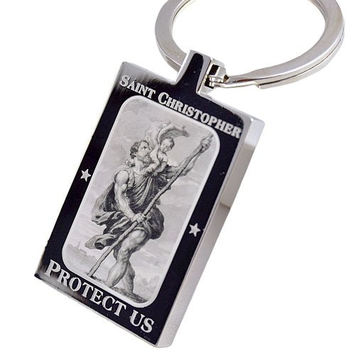 Saint Christopher Keychain – Custom Engraved 316L Steel Travel Safety Gift