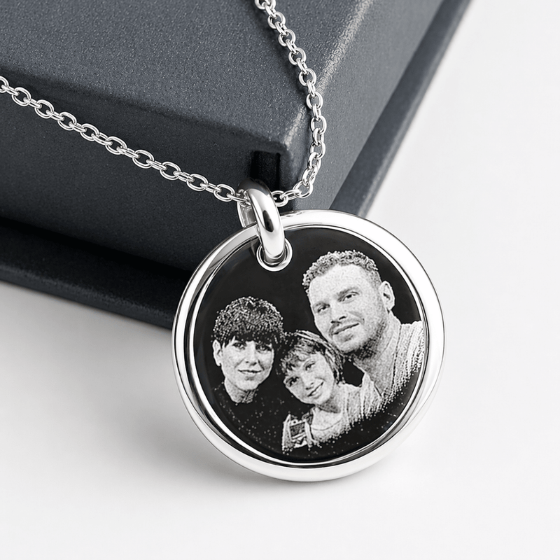 Personalised Silver Necklace – Engraved Sterling Silver Pendant With Custom Photo