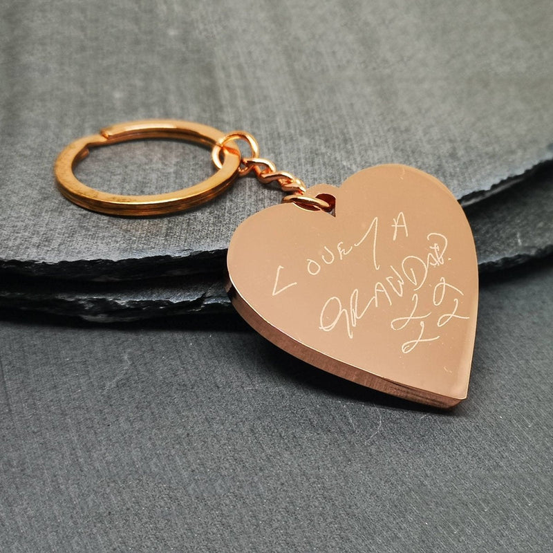 Personalised Special Date Key Ring - Engraved Stainless Steel Heart Shaped Keychain