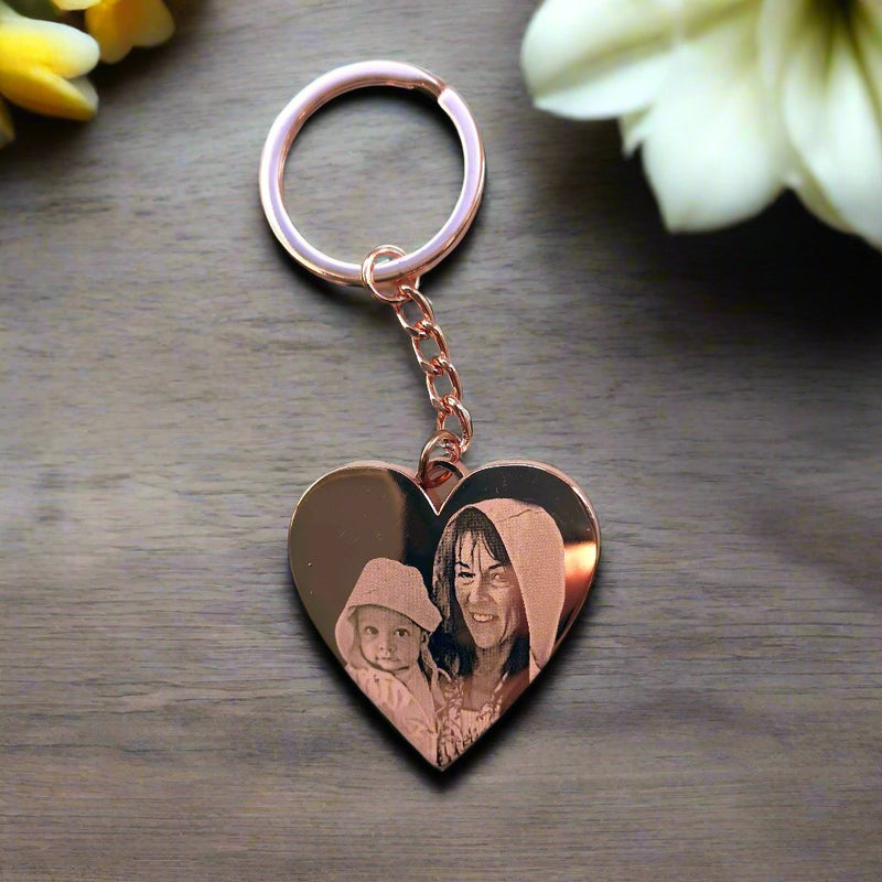 Personalised Special Date Key Ring - Engraved Stainless Steel Heart Shaped Keychain