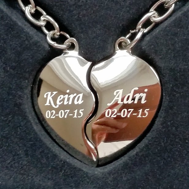 Split Heart Keyring – Personalised Engraved Gift | Valentines Day Romantic Keepsake