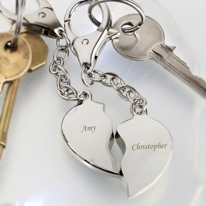 Split Heart Keyring – Personalised Engraved Gift | Valentines Day Romantic Keepsake