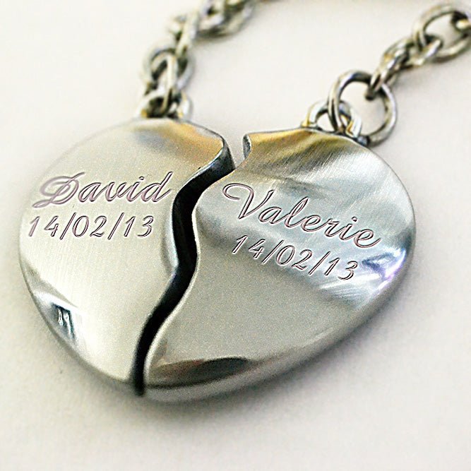 Split Heart Keyring – Personalised Engraved Gift | Valentines Day Romantic Keepsake