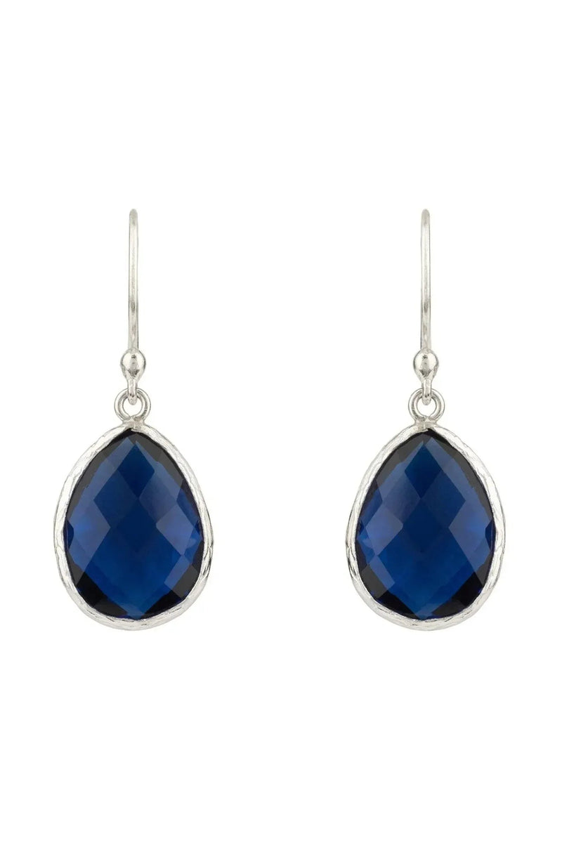 Petite Drop Earrings Sapphire Hydro Silver