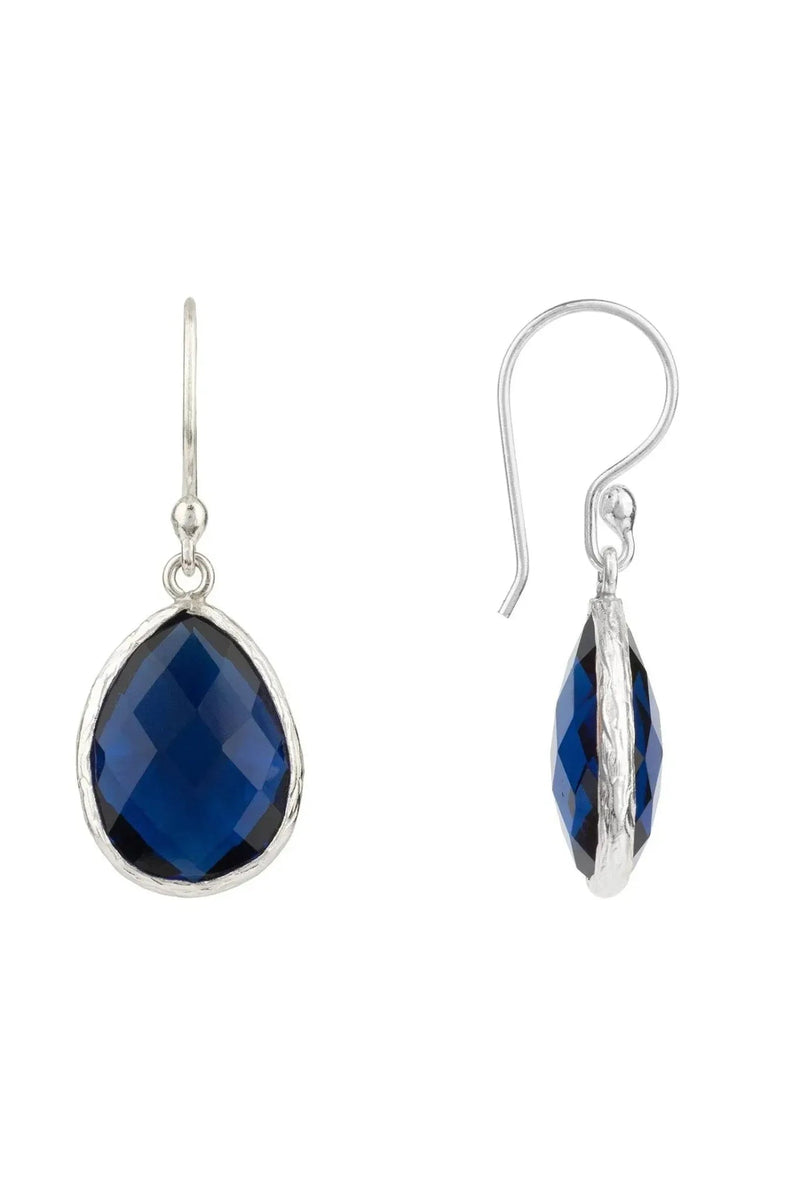 Petite Drop Earrings Sapphire Hydro Silver