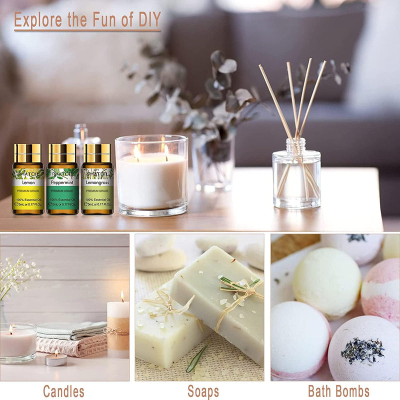 PHATOIL 15-Piece Essential Oils Gift Set – 100% Natural, 5ml Bottles