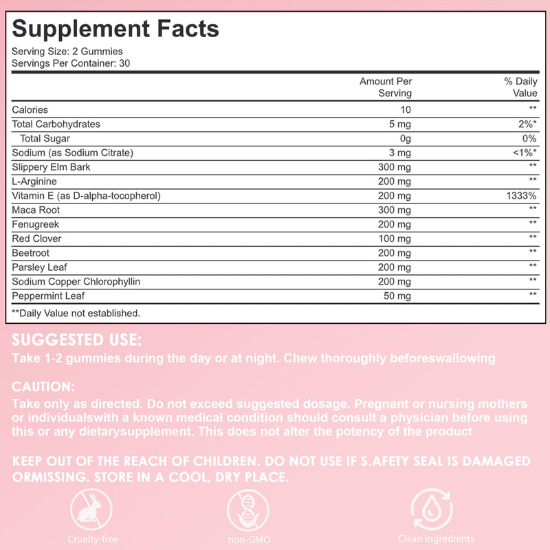 Pheromone Gummies for Women – Slippery Elm, Hormone Balance, Odor Support, 60 Vegan Gummies