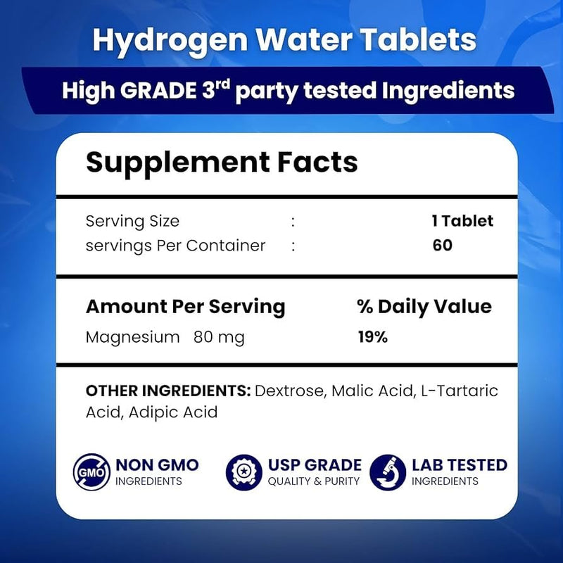PHM Hydrogen Water Tablets – H2 Molecular Tabs for Hydration & Energy | 90 Tablets