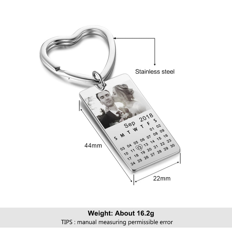 Photo Calendar Keychain - Personalised Anniversary Gift | Custom Photo Keyring