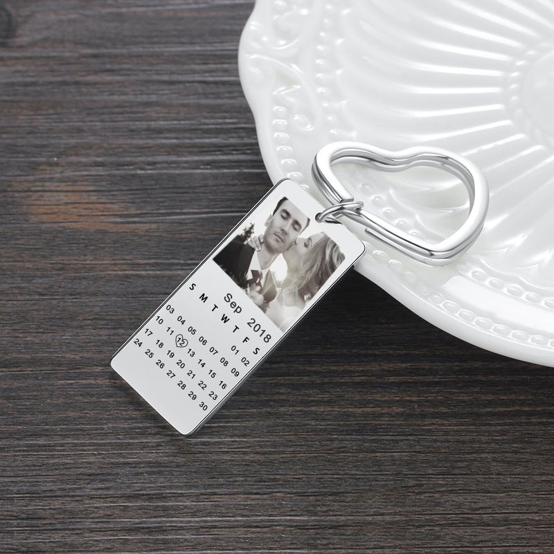 Photo Calendar Keychain - Personalised Anniversary Gift | Custom Photo Keyring