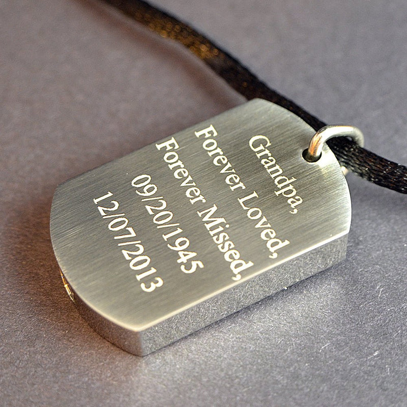 Memorial Dog Tag Necklace – Stainless Steel Cremation Ashes Pendant Keepsake Urn