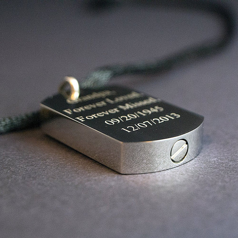 Memorial Dog Tag Necklace – Stainless Steel Cremation Ashes Pendant Keepsake Urn
