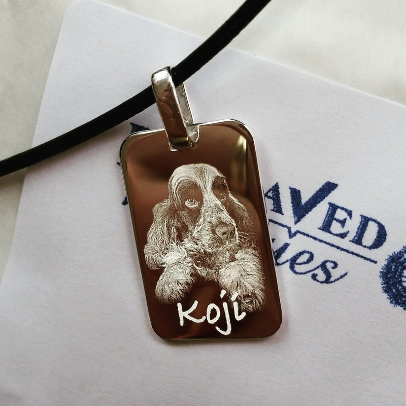 Personalised Silver Dog Tag – Sterling Silver Necklace | Custom Engraved Photo Pendant