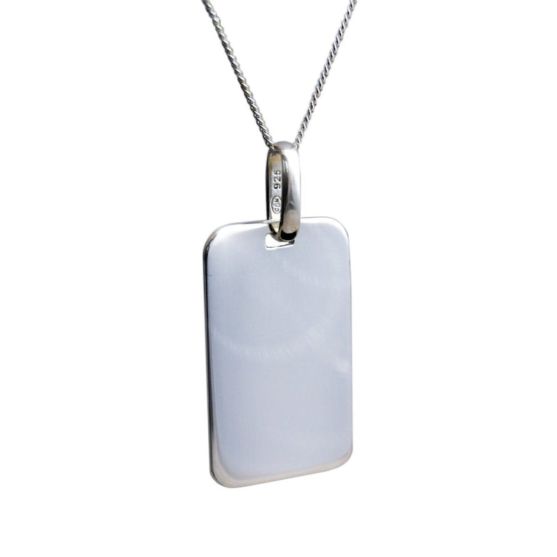 Personalised Silver Dog Tag – Sterling Silver Necklace | Custom Engraved Photo Pendant