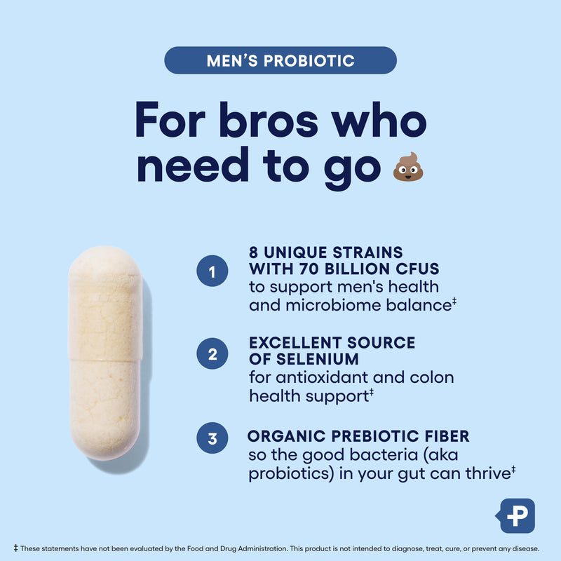 Physician's Choice Probiotics for Men - 70B CFU, 8 Strains, Selenium & Organic Prebiotics | Digestive & Immune Health - 30ct